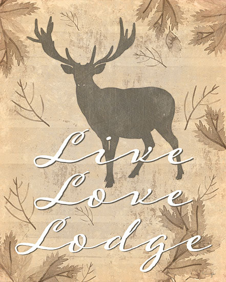 Yass Naffas Designs YND177 - YND177 - Live, Love, Lodge - 12x16 Lodge, Moose, Leaves, Live, Love Lodge, Typography, Signs, Textual Art, Masculine, Neutral Palette from Penny Lane