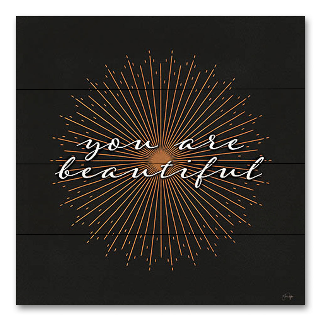 Yass Naffas Designs YND219PAL - YND219PAL - You Are Beautiful - 12x12 Inspirational, Typography, Signs, You are Beautiful, Sunburst from Penny Lane