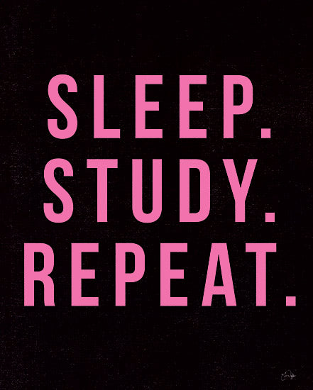 Yass Naffas Designs YND222 - YND222 - Sleep. Study. Sleep. - 12x16 Tween, College Student, Typography, Signs, Pink, Sleep, Study, Repeat, Motivational from Penny Lane
