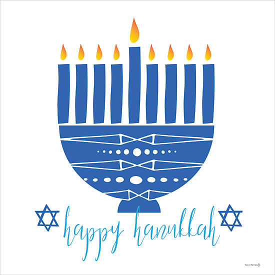 Yass Naffas Designs YND331 - YND331 - Happy Hanukkah Menorah II - 12x12 Hanukkah, Religious, Happy Hanukkah, Menorah, Candles, Star of David, Blue, Yellow from Penny Lane