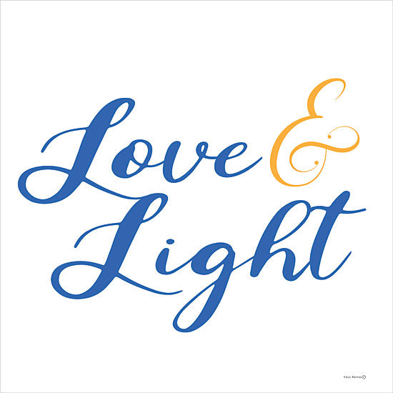 Yass Naffas Designs YND333 - YND333 - Love & Light - 12x12 Hanukkah, Religious, Love & Light, Typography, Signs, Textual Art, Blue, Yellow from Penny Lane