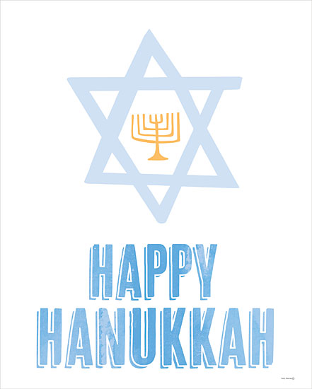 Yass Naffas Designs YND337 - YND337 - Happy Hanukkah Greetings - 12x16 Hanukkah, Religious, Happy Hanukkah, Menorah, Star of David, Blue, Yellow from Penny Lane