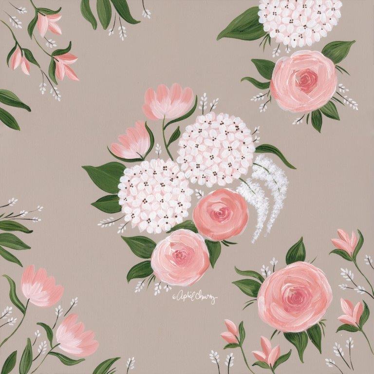 April Chavez AC117 - AC117 - Pink and White Floral    - 12x12 Flowers, Blooms, Blossoms from Penny Lane