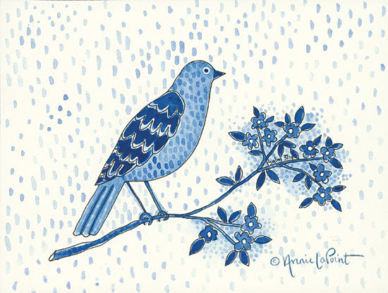Annie LaPoint ALP1784 - Blue Bird Bird, Blue Bird, Flowers, Blue & White from Penny Lane