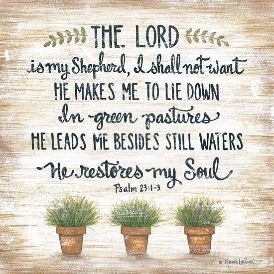 Annie LaPoint ALP1799 - The Lord is My Shepherd - 12x12 The Lord is My Shepherd, Potted Plants, Flowers, Bible Verse, Psalm, Botanical from Penny Lane