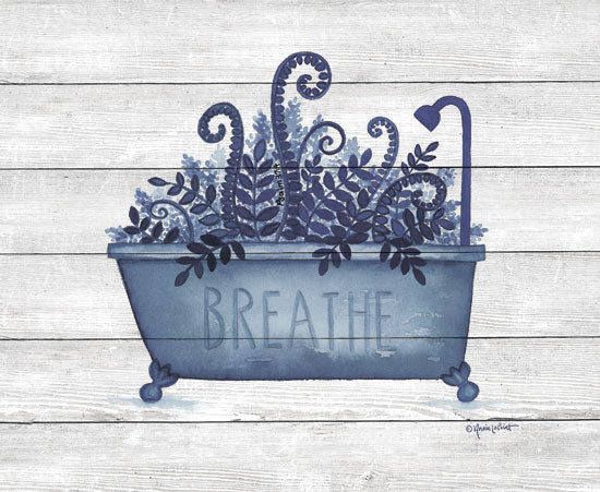 Annie LaPoint ALP1801 - Breathe Tub Blue & White, Bathtub, Washroom, Bathroom, Flowers, Antiques  from Penny Lane