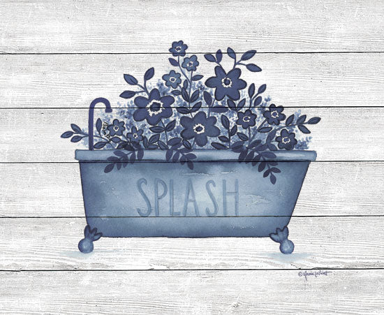 Annie LaPoint ALP1802 - Splash Tub Blue & White, Bathtub, Washroom, Bathroom, Flowers, Antiques  from Penny Lane