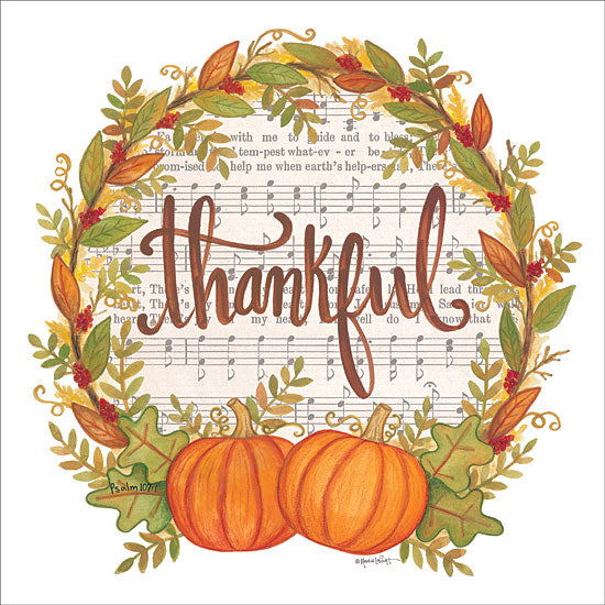 Annie LaPoint ALP1808 - Thankful Wreath - 12x12 Thankful, Wreath, Pumpkins, Music, Sheet Music, Autumn, Thanksgiving from Penny Lane