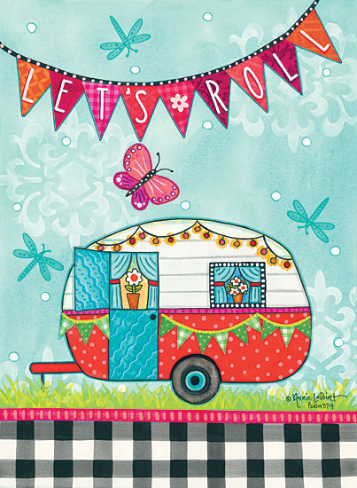 Annie Lapoint ALP1849 - Let's Roll - 12x16 Camper, Camping, Retro, Vintage, Let's Roll, Banner, Dragonflies from Penny Lane