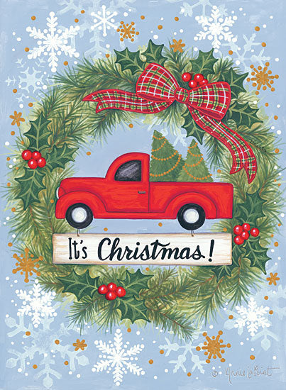 Annie LaPoint ALP1854 - Red Truck Christmas - 12x16 Holidays, Wreath, Red Truck, Greenery, Snowflakes from Penny Lane