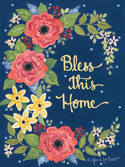 Annie LaPoint ALP1857 - Floral Bless This Home - 12x16 Bless this Home, Flowers, Swag, Home from Penny Lane