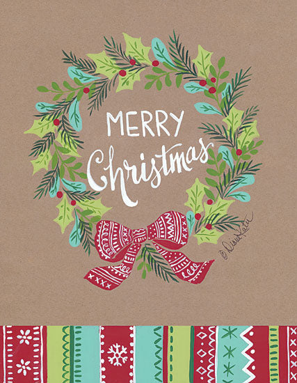 Diane Kater ART1094 - Merry Christmas Wreath Kraft Paper, Holidays, Merry Christmas, Wreath from Penny Lane