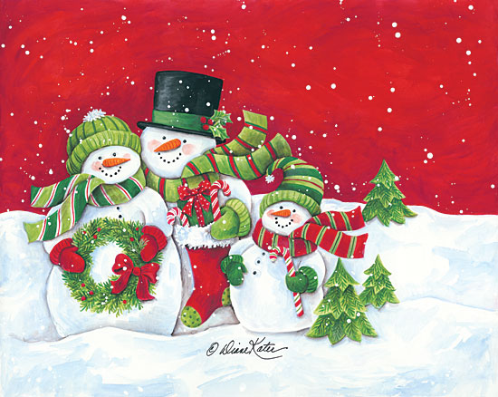 Diane Kater ART1107 - Snowmen Family Merry Christmas Snowmen Family, Winter, Snow, Wreath, Candy Canes from Penny Lane