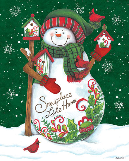 Diane Kater ART1125 - Snowman with Birdhouses - 12x16 Holidays, Snowmen, Snowplace Like Home, Birdhouses, Birds from Penny Lane