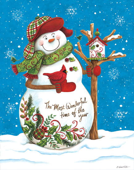 Diane Kater ART1126 - Showman with Cardinals - 12x16 Holidays, Snowmen, Most Wonderful Time, Birdhouses, Birds from Penny Lane