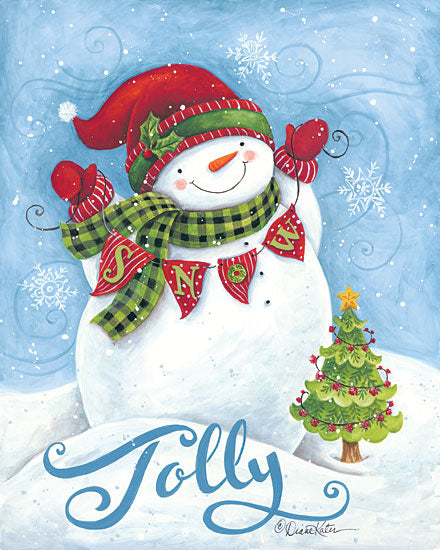 Diane Kater ART1133 - Jolly Snowman - 12x16 Snowman, Jolly, Banner, Snow, Winter, Christmas Tree, Holidays from Penny Lane