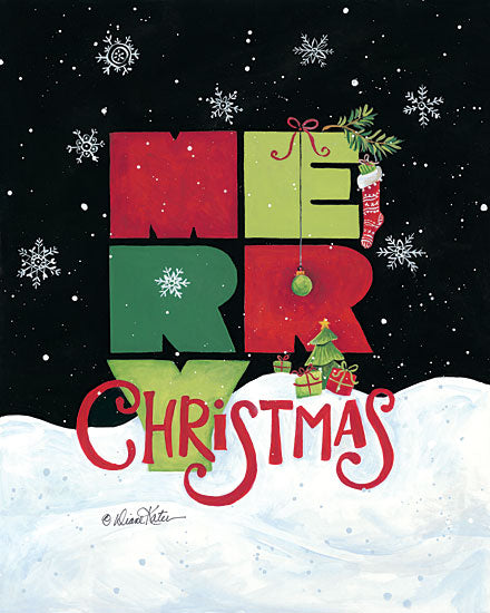 Diane Kater ART1136 - Merry Christmas - 12x16 Merry Christmas, Block Letters, Winter, Snow, Holidays from Penny Lane