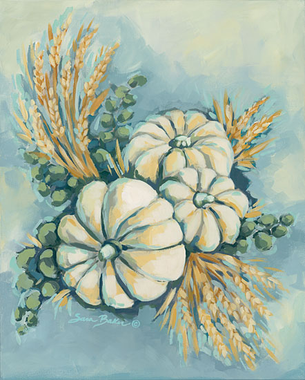 Sara Baker BAKE103 - Blue Harvest I Pumpkins, Harvest, Autumn, Wheat, Gourds from Penny Lane