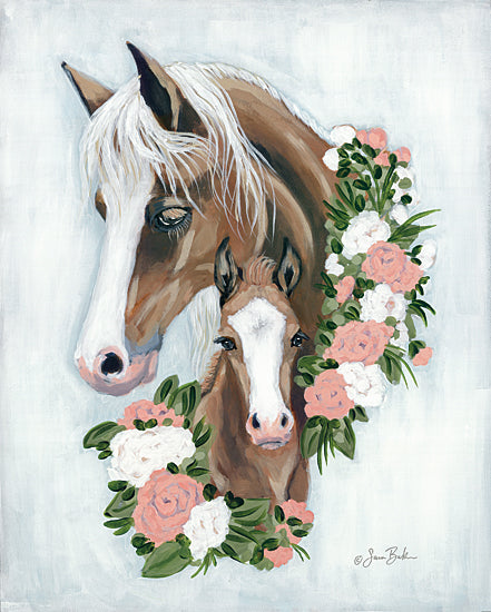 Sara Baker BAKE130 - BAKE130 - Floral Ponies - 12x16 Horses, Ponies, Flowers, Pink and White Flowers from Penny Lane