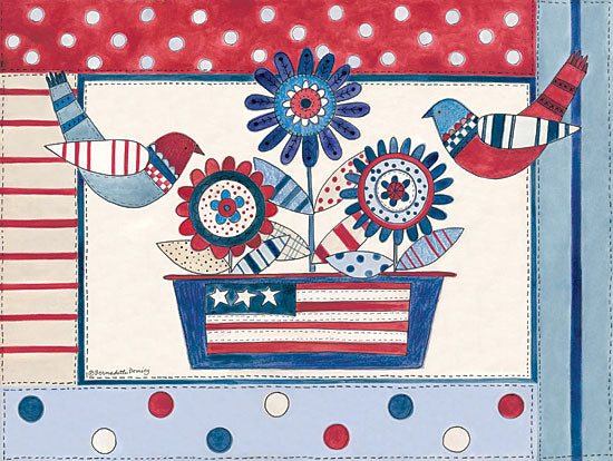 Bernadette Deming BER1312 - Patriotic Birds and Flowers Americana, Flowers, Birds, Red, White, Blue, Patterns from Penny Lane