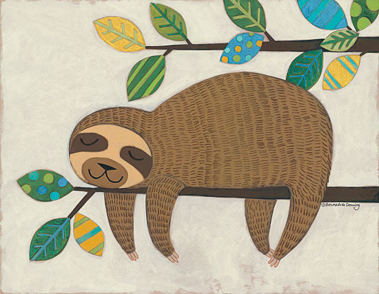 Bernadette Deming BER1316 - Sleeping Sloth Sloth, Patterned Leaves, Tree, Hanging Around from Penny Lane
