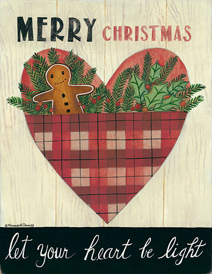 Bernadette Deming BER1321 - Let Your Heart Be Light Heart, Gingerbread Man, Pine Sprigs, Holidays, Primitive from Penny Lane