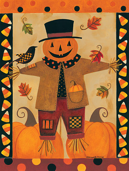Bernadette Deming BER1326 - Jack the Scarecrow - 12x16 Scarecrow, Harvest, Autumn, Candy Corn, Pumpkins, Crows from Penny Lane