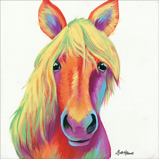 Britt Hallowell BHAR472 - Cheery Horse - 12x12 Abstract, Horse, Rainbow, Colors, Portrait, Selfie from Penny Lane