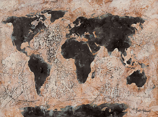 Britt Hallowell BHAR484 - Old World Map - 16x12 Map, Continents, Texture, World, World Map from Penny Lane