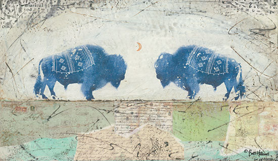 Britt Hallowell BHAR490 - Patchwork Quilt of Life - 18x9 Bison, Buffalo, Abstract, Contemporary, Patchwork Quilt of Life from Penny Lane