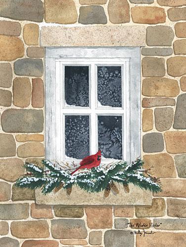 Billy Jacobs BJ1179 - Winter Visitor - Cardinal, Pine Sprigs, Winter, Window from Penny Lane Publishing