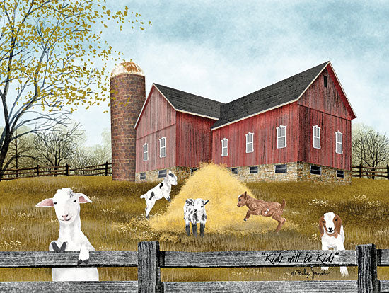 Billy Jacobs BJ1184 - Kids Will be Kids Goats, Baby Goats, Kids, Barn, Farm, Fence, Haystack from Penny Lane
