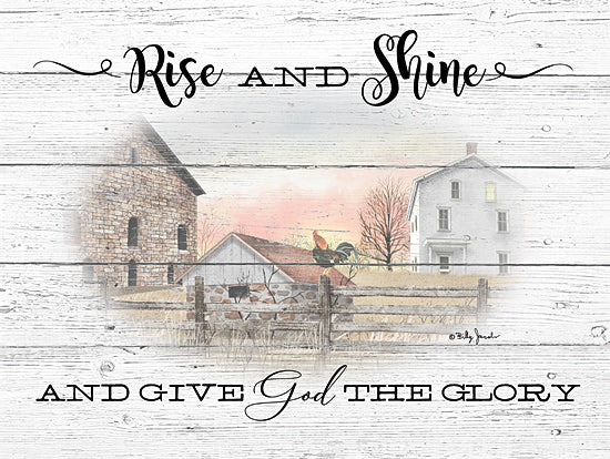 Billy Jacobs BJ1208 - BJ1208 - Rise and Shine - 16x12 Rise & Shine, Give God the Glory, Farm, Rooster, Americana from Penny Lane
