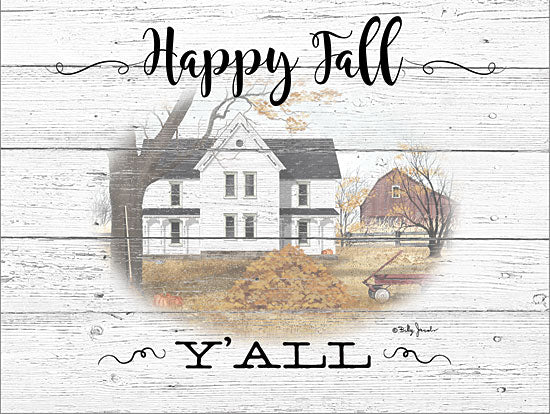 Billy Jacobs BJ1240 - BJ1240 - Happy Fall Y'All - 16x12 Signs, Fall, Leaves, Barn, Wood Planks, Typography, Red Wagon from Penny Lane
