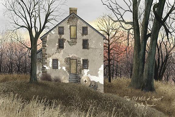 Billy Jacobs BJ162 - Old Mill at Sunset - Mill, Antiques from Penny Lane Publishing