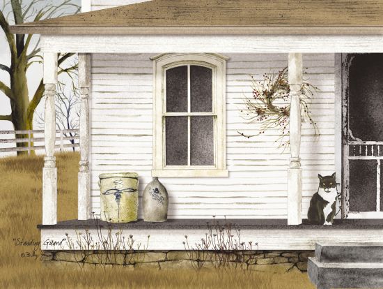 Billy Jacobs BJ194 - Standing Guard Front Porch, Cat, Crocks, Antiques, White House, Grapevine Wreath from Penny Lane