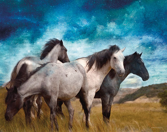 Bluebird Barn BLUE107 - BLUE107 - Starry Night Horse Herd   - 16x12 Horses, Portrait, Meadow, Starry Night from Penny Lane