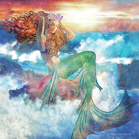 Bluebird Barn BLUE127 - Sunset Mermaid - 12x12 Mermaid, Fantasy, Whimsical, Ocean, Rocks from Penny Lane