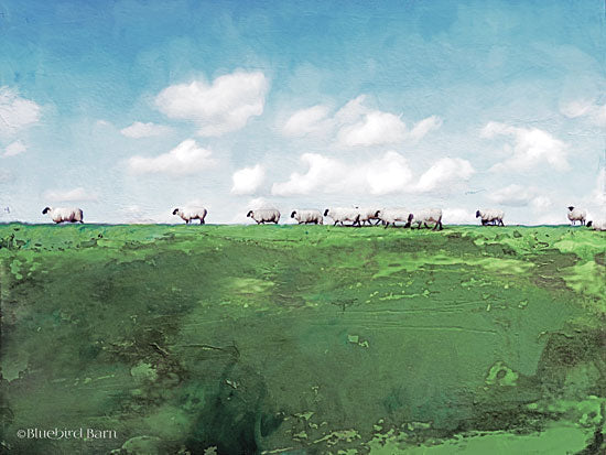 Bluebird Barn BLUE133 - BLUE133 - Distant Hillside Sheep by Day     - 16x12 Hillside, Landscape, Sheep, Clouds from Penny Lane