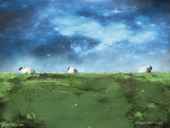 Bluebird Barn BLUE134 - BLUE134 - Distant Hillside Sheep by Night   - 16x12 Hillside, Landscape, Sheep, Night from Penny Lane