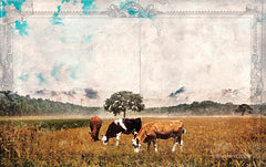 BLUE135 - Vintage Grazing Cattle    - 18x12