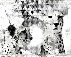 BLUE140 - Modern Black & White Cheetahs    - 16x12
