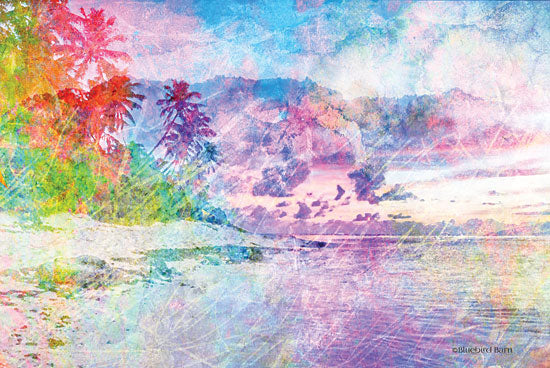 Bluebird Barn BLUE247 - Rainbow Bright Beach Scene - 18x12 Abstract, Rainbow Colors, Palm Trees, Tropical, Beach from Penny Lane