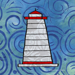 BLUE317 - Whimsy Coastal Conch Lighthouse - 12x12