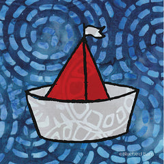 BLUE319 - Whimsy Coastal Sailboat - 12x12