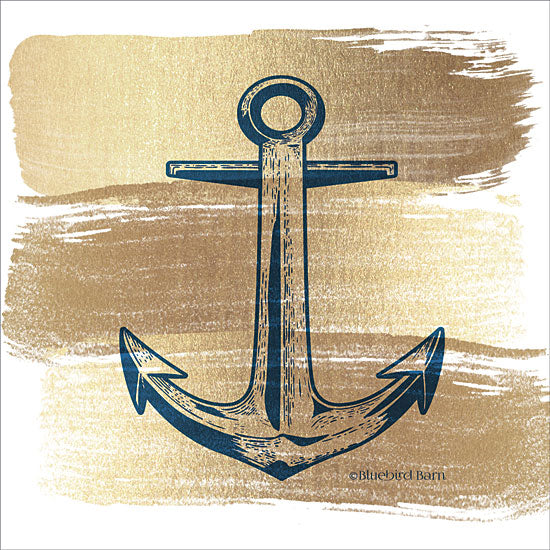 Bluebird Barn BLUE335 - Brushed Gold Anchor - 12x12 Brushed Gold, Coastal, Anchor from Penny Lane