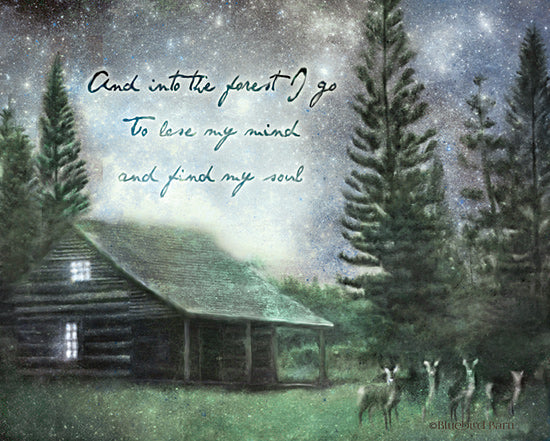 Bluebird Barn BLUE364 - BLUE364 - Into the Forest I Go - 16x12 Cabin, Evening, Trees, Lodge, Deer, Forest, Motivational from Penny Lane