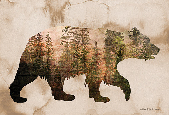 Bluebird Barn BLUE366 - BLUE366 - Brown Woods Bear Silhouette - 18x12 Bear, Double Exposure, Trees, Abstract from Penny Lane