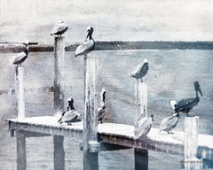 BLUE376 - Birds on a Pier - 16x12