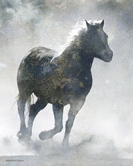 BLUE392 - Textured Dark Running Horse - 12x16